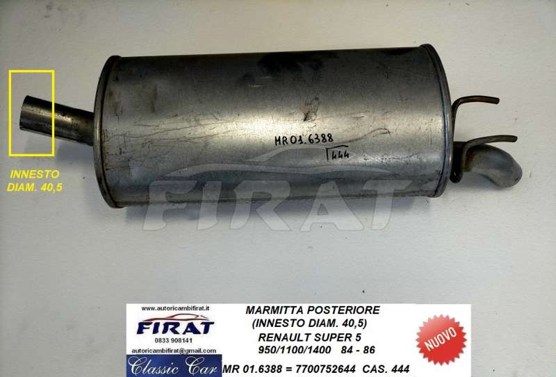 MARMITTA RENAULT SUPER 5 84 - 86 POST. (01.6388)